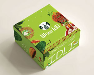 WOW IDLI food brand packaging