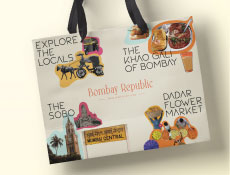 Illustrated tote bag brand application